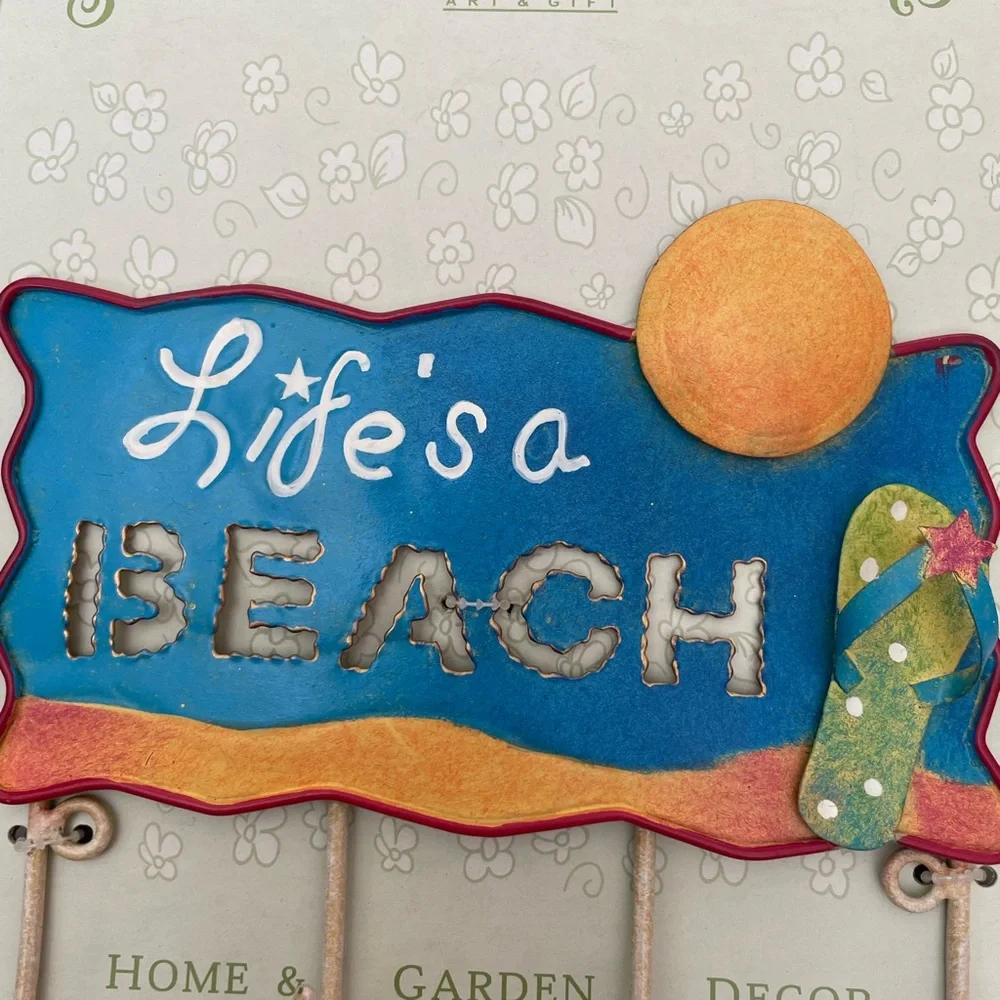 Wall Hook for keys. Life’s A Beach key hooks for Entryway, kitchen, hallway etc.